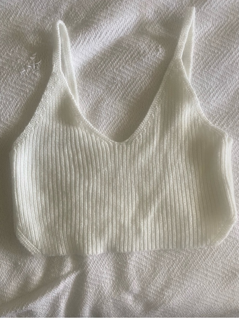 Classic White Ribbed V-Neck Camisole